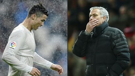 La vedette du Real Madrid Cristiano Ronaldo et l'entraîneur de Manchester United Jose Mourinho sont accusés d'avoir participé à un "système de dissimulation fiscale et de blanchiment".&nbsp; (JAVIER SORIANO / Oli SCARFF / AFP)