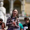 Greta Thunberg participe à une action des jeunes&nbsp;pour le climat à Rome, en Italie, le 19 avril 2019. (YARA NARDI / REUTERS)