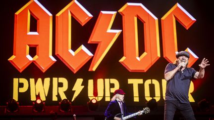 AC/DC en concert à Amsterdam pour le "Power Up Tour", le 5 juin 2024. (MARCEL KRIJGSMAN / AFP)