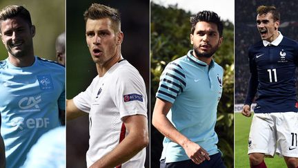 Les joueurs de l'équipe de France, Olivier Giroud, Morgan Schneiderlin, Benoît Trémoulinas et Antoine Griezmann