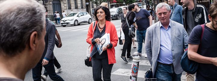 Myriam El Khomri, en campagne à Paris, le 13 juin 2017.&nbsp; (TRISTAN REYNAUD/SIPA)