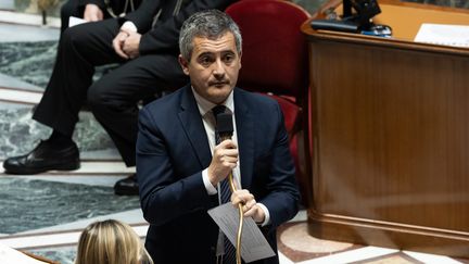 Gérald Darmanin, le ministre de l'Intérieur à l'Assemblée nationale le 28 novembre 2023. (ALEXIS SCIARD / MAXPPP)