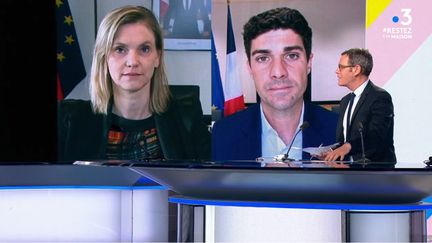 Agnès Pannier-Runacher et Aurélien Pradié, 10 mai 2020 (CAPTURE D'ECRAN "DIMANCHE EN POLITIQUE" / FRANCE 3)