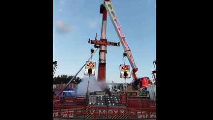 Un jeune forain a été blessé par la nacelle d'une attraction "V Max" au Cap d'Agde, le 29 août 2023. (CAPTURE D'ECRAN)