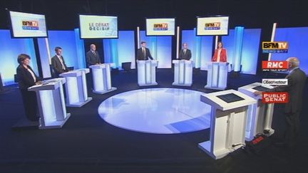 Plateau du 3e débat télévisé de la primaire PS, le 05 octobre 2011. (BFP)