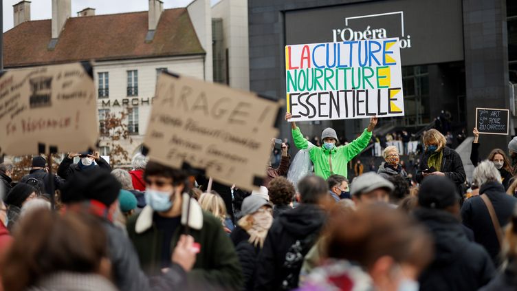 A Paris lors d'une manifestation secteur culturel contre la fermeture prolongÃ©e des lieux de culture, le 15 dÃ©cembre 2020. Photo d'illustration. (THOMAS COEX / AFP)