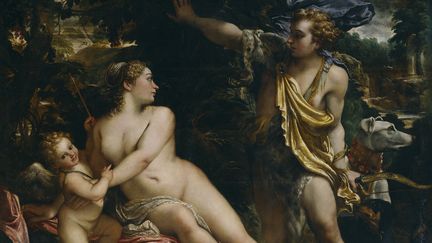 "Venus, Adonis et Cupidon", trois personnages mythologiques, d'Annibale Carracci (1560-1609). (LEEMAGE)