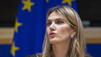 L'ex-vice-présidente du Parlement européen Eva Kaili, le 7 décembre 2022 à Bruxelles. (ERIC VIDAL / EUROPEAN PARLIAMENT / AFP)