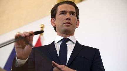 Sebastian Kurz, chancelier conservateur autrichien, lors d'une conférence de presse, le 20 mai 2019 à Vienne. (ALEX HALADA / APA-PICTUREDESK / AFP)