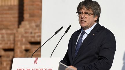 Le leader indépendantiste catalan Carles Puigdemont, à Barcelone, le 8 août 2024. (ADRIA PUIG / ANADOLU / AFP)