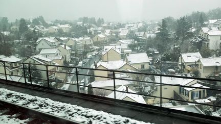 La neige a recouvert La Frette-sur-Seine (Val-d'Oise), le 17 mars 2018.
 (MAXPPP)