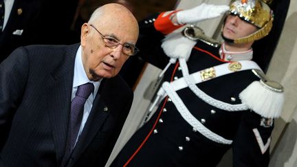 Le pr&eacute;sident italien Giorgio Napolitano &agrave; Rome le 21 mars 2013. (MARIANELLA MARCO / OLYCOM / SIPA)