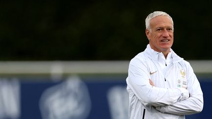 Didier Deschamps lors de l'entraînement de l'équipe de France à Clairefontaine, le 20 mars 2023. (FRANCK FIFE / AFP)