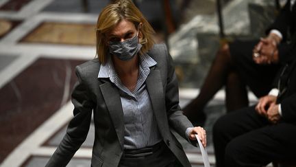 Agnès Pannier-Runacher, la ministre déléguée chargée de l'Industrie, à l'Assemblée nationale le 4 mai 2021. (CHRISTOPHE ARCHAMBAULT / AFP)