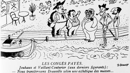 &nbsp; (Caricature sur les congés payés en 1936 © SIPA)