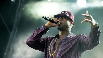 Le rappeur Booba en juillet 2017 sur la scène des Eurockéennes à Belfort. (SEBASTIEN BOZON / AFP)