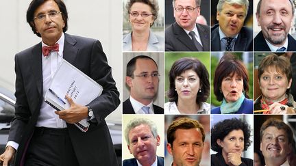 Le Premier ministre belge, Elio Di Rupo, et&nbsp;ses douze ministres. Ils ont pr&ecirc;t&eacute; serment le 6 d&eacute;cembre 2011. (AFP&nbsp;)