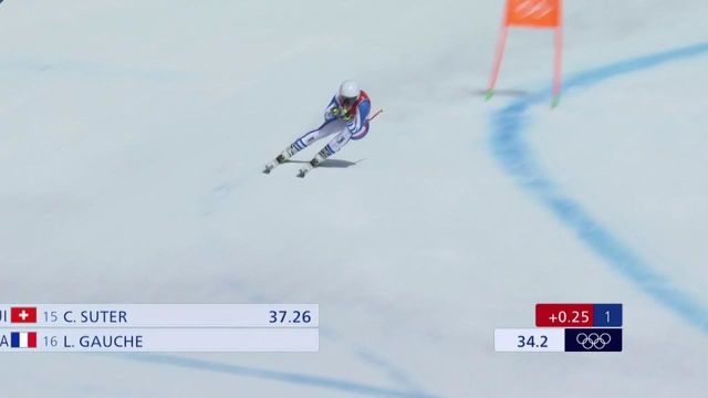 Lara Gauche signe une performance encourageante dans cette descente avec un temps de 1.33.47 même si elle reste loin du podium.