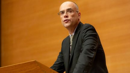 La leçon inaugurale de François-Xavier Fauvelle, titulaire de la chaire "Histoire et archéologie des mondes africains" dans l'amphitéâtre Marguerite de Navarre au Collège de France à Paris le 3 octobre 2019&nbsp; (Collège de France - Patrick Imbert)