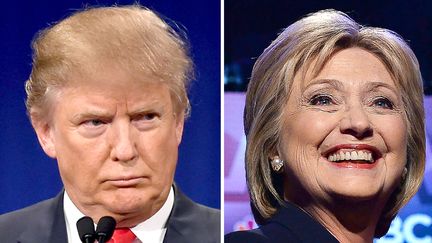 Les deux candidats à la présidentielle américaine, Donald Trump et Hillary Clinton, le 14 janvier et le 4 février 2016. (DSK / AFP)