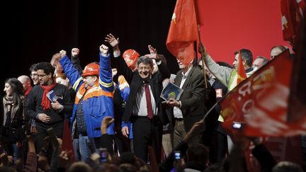 Pr&egrave;s de 8 000 personnes se sont rendues au meeting de Jean-Luc M&eacute;lenchon &agrave; Villeurbanne, le 7 f&eacute;vrier. (Jean-Philippe Ksjazek/AFP)