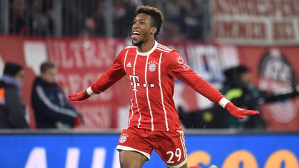 La joie du joueur du Bayern Kingsley Coman, auteur du 3e but du Bayern