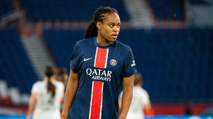 Marie Antoinette Katoto avec le PSG, le 11 mai 2024, au Parc des Princes face au Paris FC. (MELANIE LAURENT / AFP)