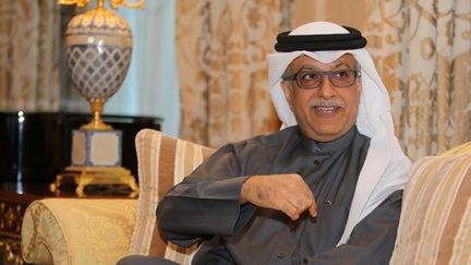 Cheikh Salman, candidat à la présidence de la Fifa, le 31 janvier 2016, à Doha (Qatar). (KARIM JAAFAR / AFP)