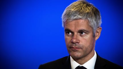 Le président des Républicains, Laurent Wauquiez, lors d'une conférence de presse à Paris, le 9 octobre 2018.&nbsp; (PHILIPPE LOPEZ / AFP)