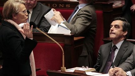 Michèle Alliot-Marie et François Fillon à l'Assemblée nationale en janvier (AFP PHOTO/JACQUES DEMARTHON)