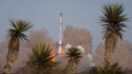 La decollage de la fusée Starship de SpaceX quelques minutes avant l'explosion. (ERIC GAY / AP)