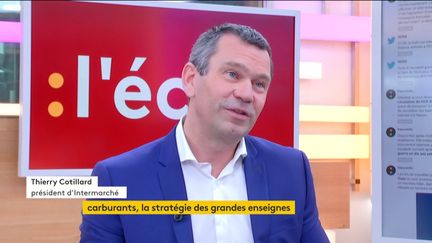 Invité de Jean-Paul Chapel dans ":l'éco", Thierry Cotillard, président d'Intermarché est venu parler des opérations de carburant à prix coûtant et de la rémunération des agriculteurs.