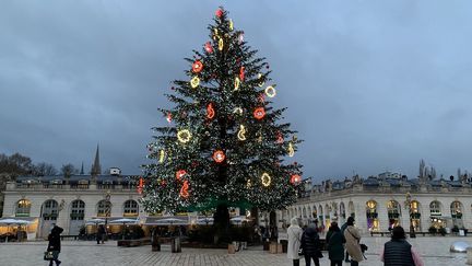 Le sapin de Noël de la place Stanislas, à Nancy, durant l'hiver 2021. (LEO LIMON / RADIO FRANCE)