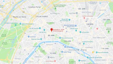 L'horlogerie de luxe visée par un braquage, le 5 juin 2019, se trouve avenue Franklin-Roosevelt, dans le 8e arrondissement de Paris. (GOOGLE MAPS)