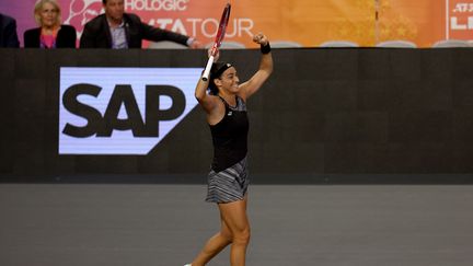 Caroline Garcia après sa victoire contre Coco Gauff au Masters à Fort Worth (Texas), le 1er novembre 2022. (AFP)