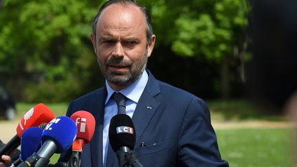 Edouard Philippe, le 2 mai 2018, à Bruere-Allichamps (Cher).&nbsp; (GUILLAUME SOUVANT / AFP)