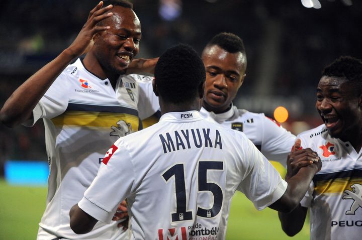 Deux minutes apr&egrave;s &ecirc;tre entr&eacute; en jeu, Emmanuel Mayuka a offert la victoire &agrave; Sochaux &agrave; la 77e minute. (JEAN-FRANCOIS MONIER / AFP)