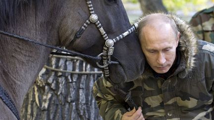 Poutine, l'homme qui &eacute;coutait les chevaux lui murmurer &agrave; l'oreille. (RIA NOVOSTI / REUTERS)