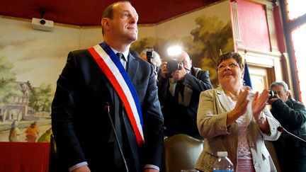 Le maire FN Steeve Briois lors du conseil municipal d'installation &agrave;&nbsp;H&eacute;nin-Beaumont (Pas-de-Calais), le 30 mars 2014. (MAXPPP)