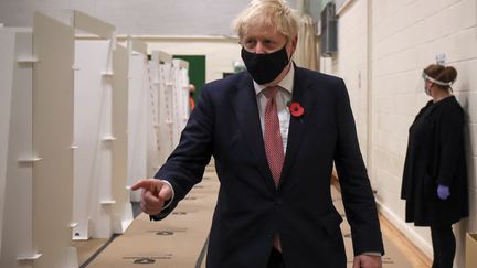 Boris Johnson le 6 novembre 2020 à Leicester.&nbsp; (MOLLY DARLINGTON / POOL)