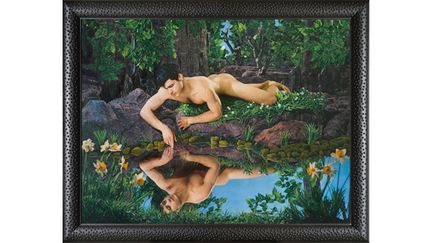 Narcisse (modèle : Matthieu Charneau), photographie peinte sur toile, unique, 2012 (101,5 x 133,5 cm sans cadre)
 (Pierre et Gilles - Courtesy Daniel Templon, Paris et Bruxelles)