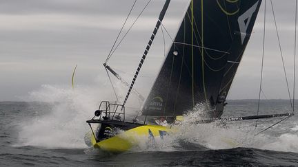 Charlie Dalin sur son Apivia (LOIC VENANCE / AFP)