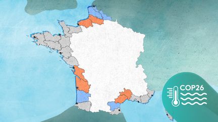 Carte de l'évolution du trait de côte en France. (FRANCEINFO)