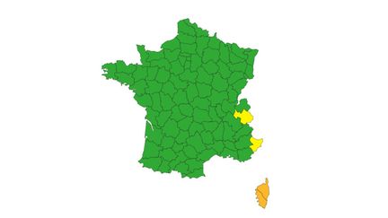 Les deux départements corses ont été placés en vigilance orange par Météo France, en raison des pluies et des inondations attendues durant la nuit du mardi 9 novembre au mercredi 10 novembre 2021. (METEO FRANCE)