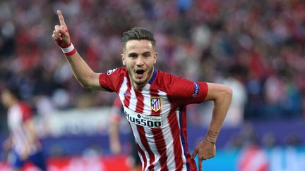 Saul Niguez, de l'Atletico Madrid, célèbre son but face au Bayern Munich, à Madrid (Espagne), le 27 avril 2016. (CITIZENSIDE/RODRIGO JIMENEZ / CITIZENSIDE / APF)