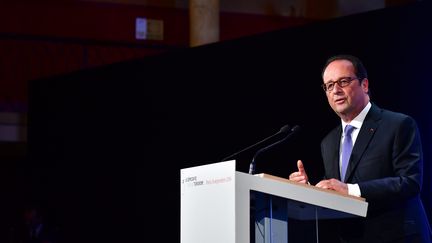 François Hollande lors du forum "La démocratie face au terrorisme" jeudi à la fondation Wagram à Paris&nbsp; (MAXPPP)