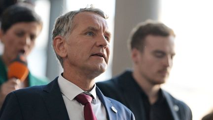 Björn Höcke, chef du parti et du groupe parlementaire de l'AfD en Thuringe, le 1er septembre 2024. (JACOB SCHROTER / DPA)