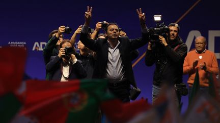 Center-right candidate Luis Montenegro is leading voting intentions before the elections on Sunday March 10.  (PATRICIA DE MELO MOREIRA / AFP)