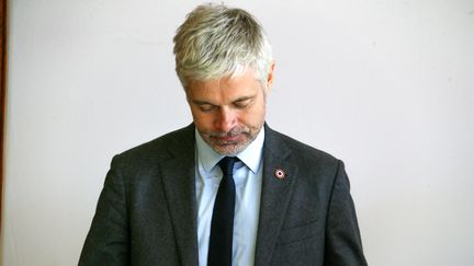 Le président de la région Auvergne-Rhône-Alpes Laurent Wauquiez le 24 février 2024 à Meysse (Ardèche).  (NICOLAS GUYONNET / HANS LUCAS / AFP)