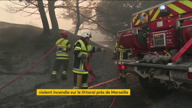 Violent incendie sur le littoral près de Marseille